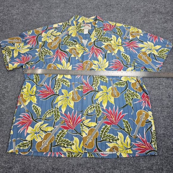 Vintage Paradise Found Hawaiian Shirt Mens 2XL Guitars Floral Made In Hawaii - Picture 5 of 8